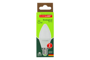 Лампа светодиодная 8W E14 3000К Ecological Eurolamp 1шт