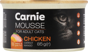 Корм д/дорослих котів Мус з куркою манго морквою та желе 85г ж/б Carnie