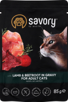 Корм д/котів шматочки з ягням та буряком в соусі 85г пауч Сейворі