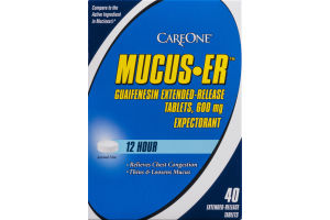 CareOne Mucus-ER Expectorant 12 Hour Tablets 600 mg - 40 CT