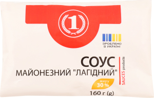 Соус майонезний Лагідний 30% 160г п/е ТМ "1"