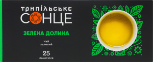 Чай зеленый байховый фасованный Зеленая долина Трипільське Сонце к/у 25х1.5г