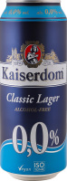 Пиво 500мл 0% безалкогольное светлое фильтрованное пастеризованное Lager Kaiserdom ж/б