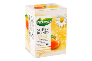 Чай фруктово-травяной ароматизированный с добавленным биотином Ромашка-персик Shine Super blends Pickwick к/у 15х1.5г