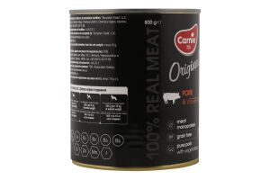 Корм д/дорослих собак Original Mono Protein Свинина з овочами 800г ж/б Carnie