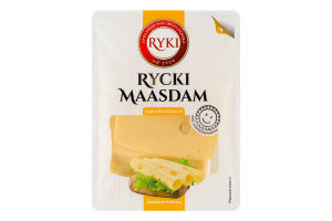 Сир Rycki Maasdam 45% нарізка 300г газ/уп Ryki