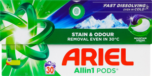 Засіб миючий рідкий синтетичний в капсулах Гірське джерело Allin1 Pods Ariel 30х19.1г