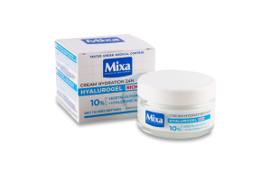 Крем зволожувальний для сухої та дуже сухої чутливої шкіри обличчя Hyalurogel Rich Mixa 50мл
