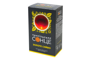 Чай чорний цейлонський байховий крупнолистовий фасований Золоте сяйво Трипільське Сонце к/у 80г