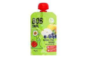 Пюре фруктово-ягідне для дітей від 6міс гомогенізоване Яблуко-груша-чорниця Baby Bob Snail д/п 90г