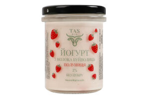 Йогурт 3% з молока буйволиць Полуниця TASbio с/б 180г
