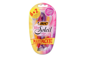 Бритва с 3-мя лезвиями без сменных картриджей Miss Soleil Colour collection BiC 8шт