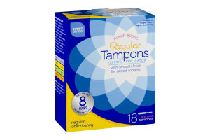 Smart Sense Regular Tampons Plastic Applicator Regular Absorbency Scented - 18 CT