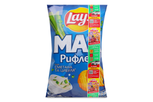 Чипсы картофельные Сметана и лук Рифленые Max Lay's м/у 95г