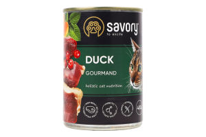 Корм консервированный для взрослых кошек Duck Gourmand Savory ж/б 400г