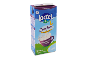 Молоко 0.2% ультрапастеризованное безлактозное Комфорт Lactel т/п 1000г