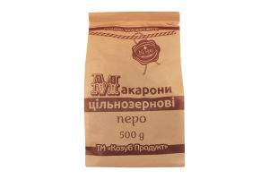 Макароны цельнозерновые перо Козуб продукт м/у 500г