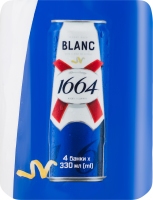 Пиво спеціальне 4х330мл 4.8% пшеничне світле пастеризоване Blanc Kronenbourg 1664 м/у