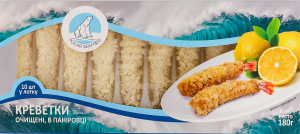 Креветки мороженые очищенные сырые в панировке 21/25 Torpedo Polar Seafood с/х к/у 180г
