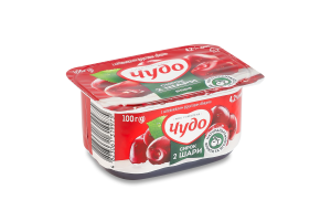 Творожок 4.2% взбитый с наполнителем фруктовым двухслойный Вишня Чудо ст 100г