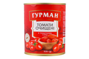 Томати очищені в томатному соку 830г ж/б з ключем Гурман