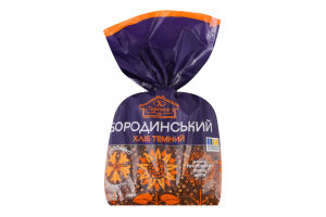 Хлеб половинка в нарезке темный формовой Бородинский с пророщенными зернами ржи Теремно м/у 0.4кг