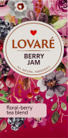 Бленд чаю квіткового та ягідного з пелюстками квітів та ароматом малини, смородини Ягідний десерт Lovare к/у 24х1.5г