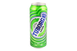 Пиво 500мл 4.6% світле пастеризоване Green Tuborg з/б