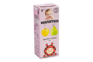 Сік для дітей від 5міс Яблуко-груша Малятко т/п 200мл