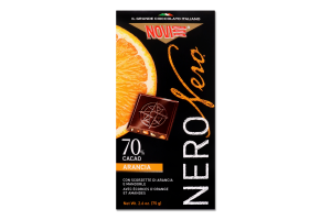 Шоколад чорний Novi з апельсином та мигдалем