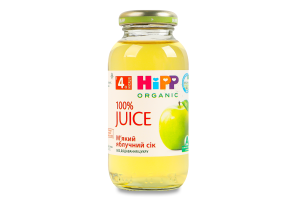 Сок для детей от 4мес мягкий пастеризованный яблочный Organic Hipp с/бут 0.2л