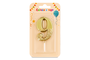 Свеча-цифра в торт 9 Металлик Festa (Guangzhou) Co. Ltd 1шт