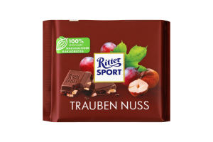 Шоколад молочний з родзинками і шматочками фундука Ritter Sport м/у 100г