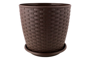Горщик д/квітів Ротанг темно-коричневий з підставкою 20*18см арт114057 Алеана