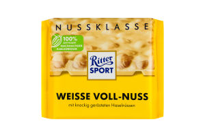 Шоколад белый с целыми лесными орехами и хрустящим рисом Ritter Sport м/у 100г