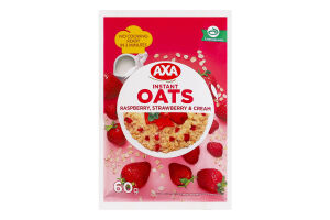 Каша овсяная мгновенного приготовления со сливками, малиной и клубникой Axa м/у 60г