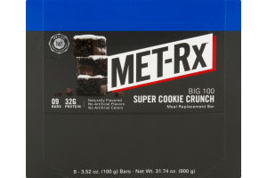 MET-Rx Big 100 Meal Replacement Bar Super Cookie Crunch - 9 CT