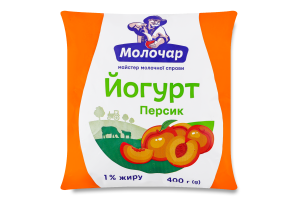 Йогурт 1% питний нежирний з фруктовим наповнювачем Персик Молочар м/у 400г