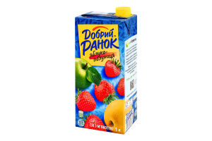 Сок с мякотью стерилизованный Яблоко-клубника Добрий Ранок т/п 1л
