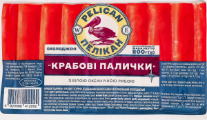 Палички крабові з білою океанічною рибою Пелікан охол в/у 200г