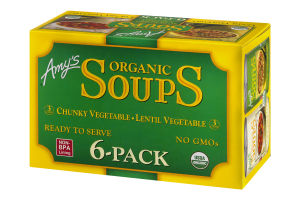 Amy's Organic Soups Lentil Vegetable/Chunky Vegetable - 6 PK