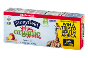 Stonyfield Organic Yokids Whole Milk Yogurt Squeezers Strawberry Banana - 8 CT
