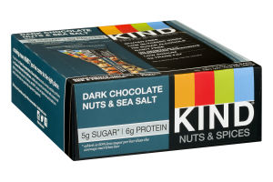 KIND Nuts & Spices Bars Dark Chocolate Nuts & Sea Salt - 12 CT