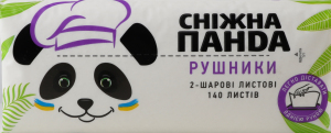 Полотенца бумажные листовые 2-х слойные Сніжна панда 140шт