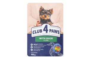 Корм д/цуценят мініатюрних та малих порід Premium з качкою в желе 100г пауч Club 4 Paws