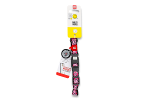 Нашийник д/собак Смайли на рожевому з QR-паспортом нейлон пластиковий фастекс р.S 15мм L25-35см WauDog