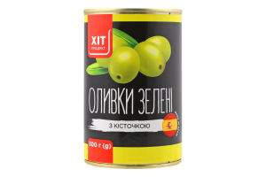 Оливки зеленые с косточкой Хіт продукт ж/б 300г