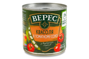 Квасоля в томатному соусі стерилізована Верес з/б 400г