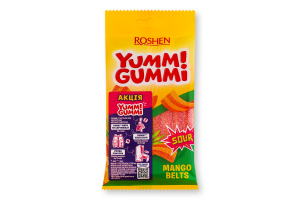 Цукерки желейні зі смаком манго Mango belts Yummi Gummi Roshen м/у 70г