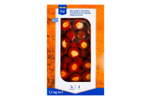 Перец сладкий красный черри фаршированный мягким сыром в подсолнечном масле маринованный Metro Chef лоток 1.1кг